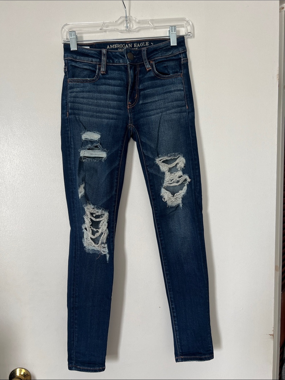 American Eagle Outfitters Dark Blue Ripped Skinny Jeans